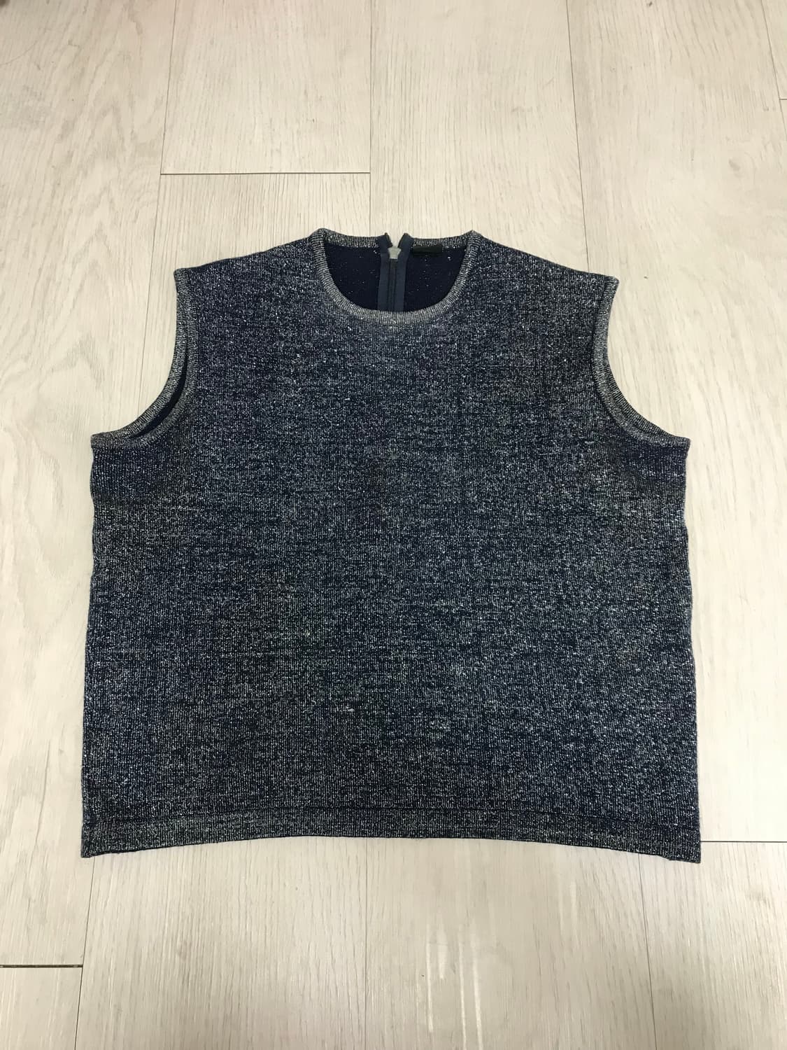 Adorn Ykk 뒤 지퍼 네이비 글리터 메탈릭 니트 베스트 상품이미지1