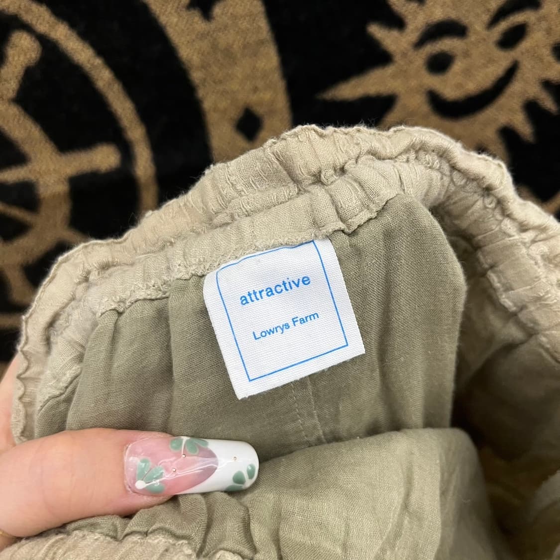 빈티지 에스닉 패턴 피스타치오그린 플리츠 시어 미디스커트 K0145 상품이미지5