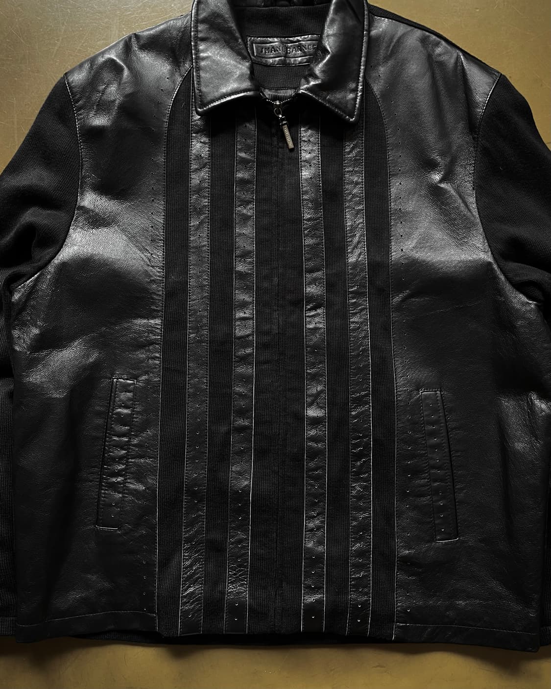 Jhane Barnes Leather Panel Stripe Jacket 상품이미지5