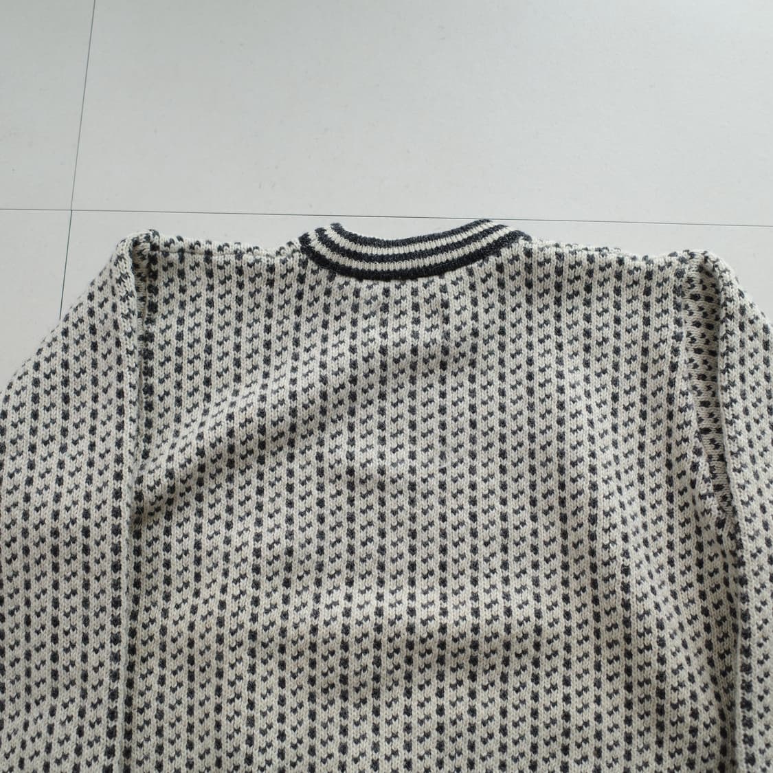 80s 엘엘빈 노르웨이 울혼방 버드아이 패턴 니트 L 상품이미지8