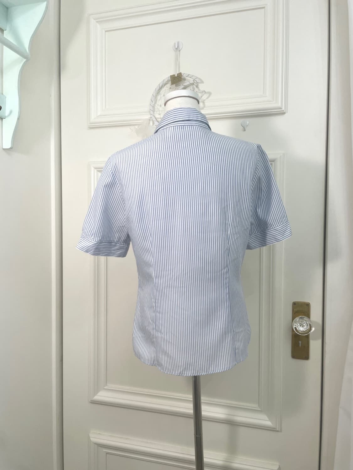 blue white stripe summer half shirt 상품이미지3