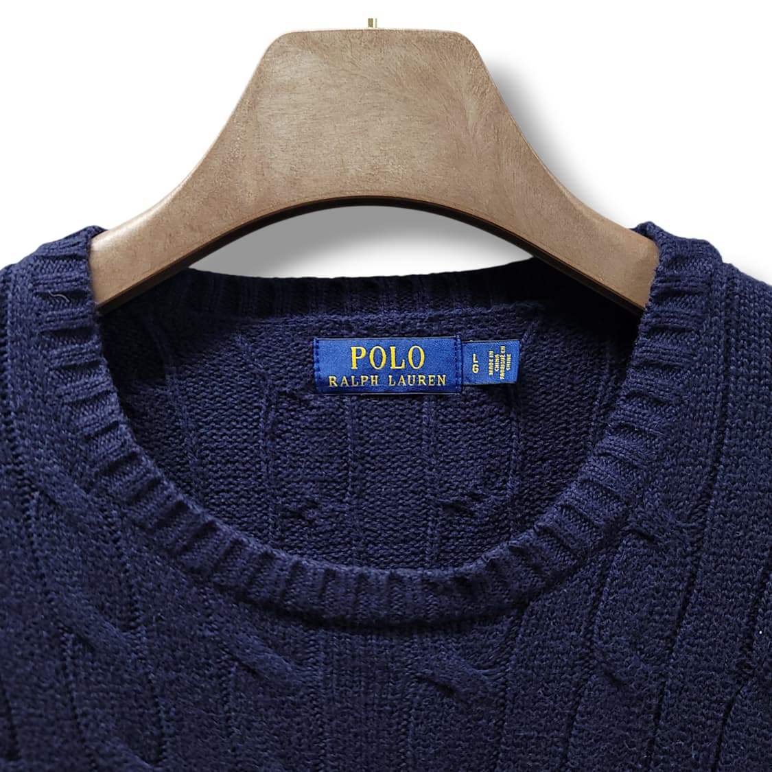 [L] 폴로 네이비 코튼 케이블 니트 상품이미지8