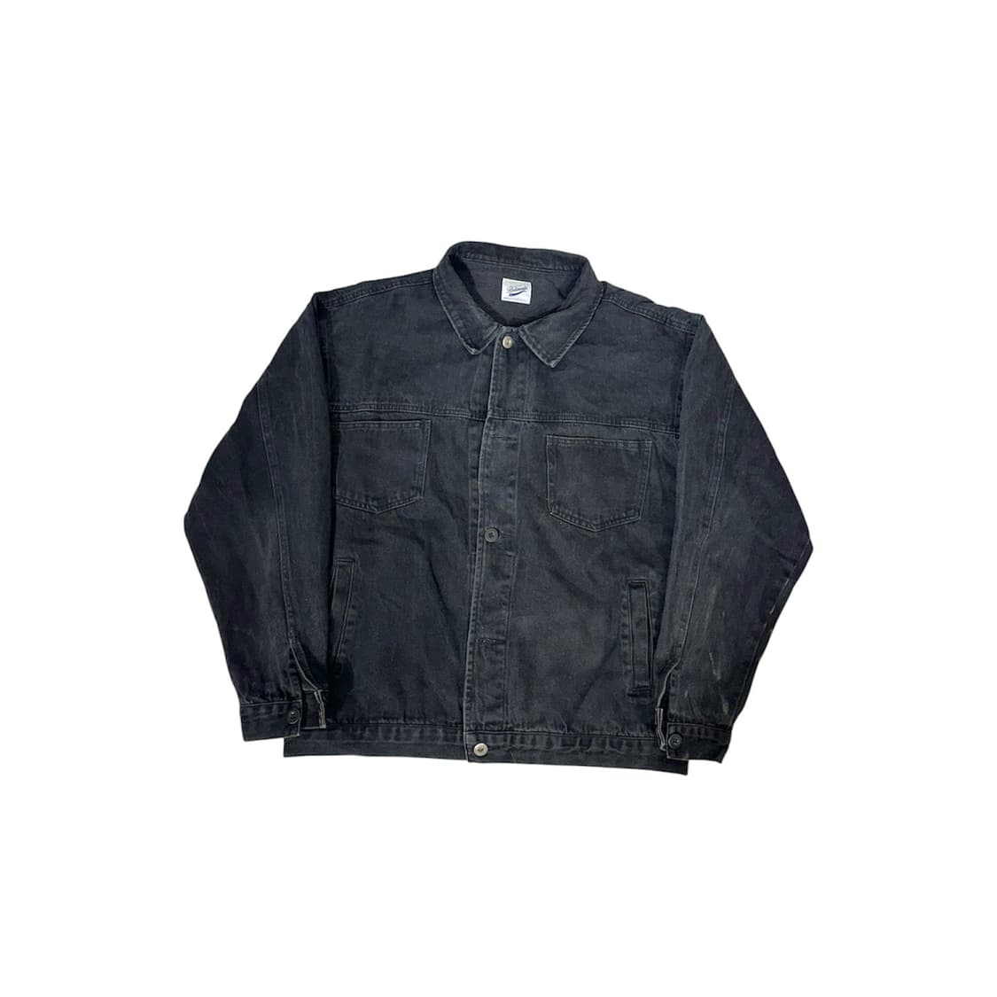 빈티지 워싱 흑청 데님 트러커 블루종 자켓 잠바 M 상품이미지4