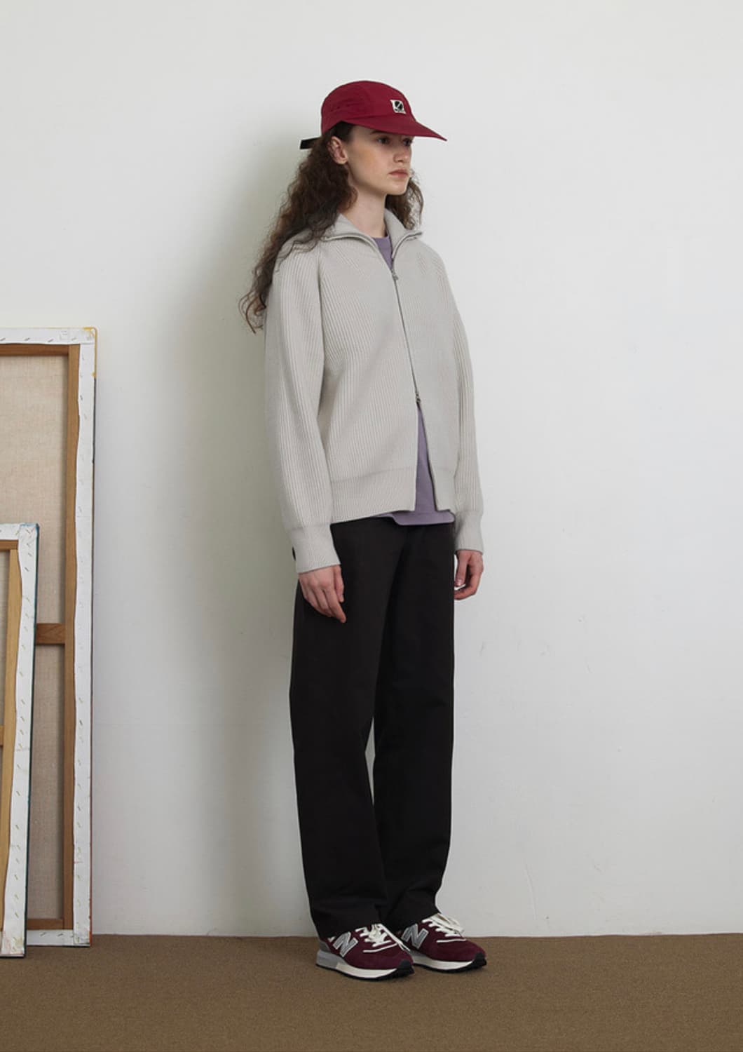 KNITLY ribbed zipup cardigan light grey 상품이미지5