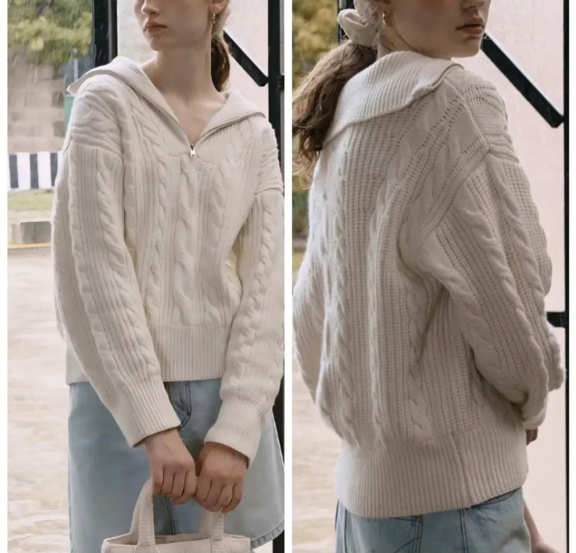 23FW 마리떼 케이블 집업 니트 (고윤정 착용) 상품이미지7