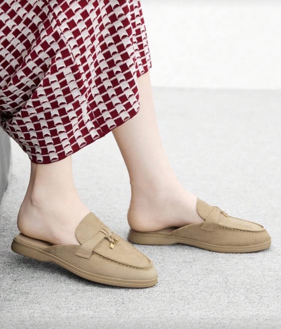 베이지 스웨이드 뮬 슬리퍼235 상품이미지7