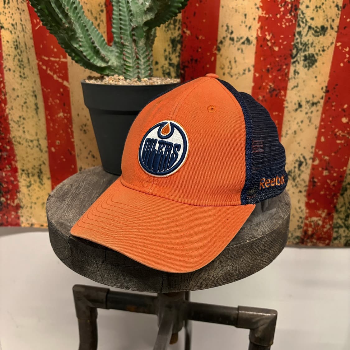 90s 리복 NHL 에드민턴 오일러스 오피셜 투톤 매쉬캡 N255 상품이미지1