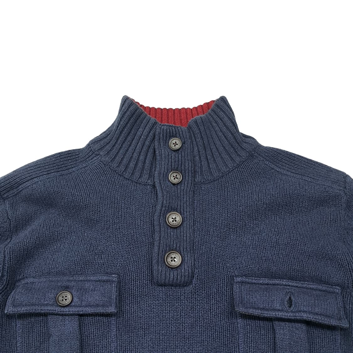 CL047 L 타미힐피거 유틸리티 투포켓 & 엘보우 패치 하프버튼 니트 상품이미지2