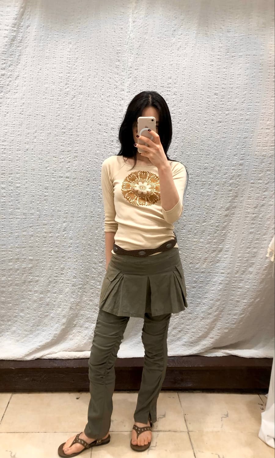 khaki mini skirt pants 상품이미지2