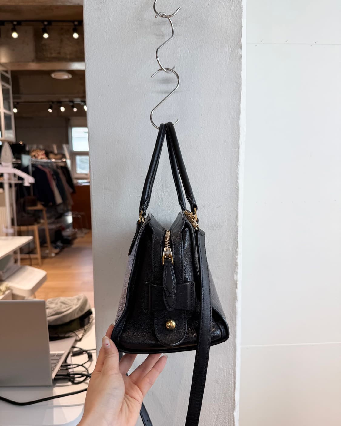 프라다 블랙 사피아노 투웨이 토트백  상품이미지6