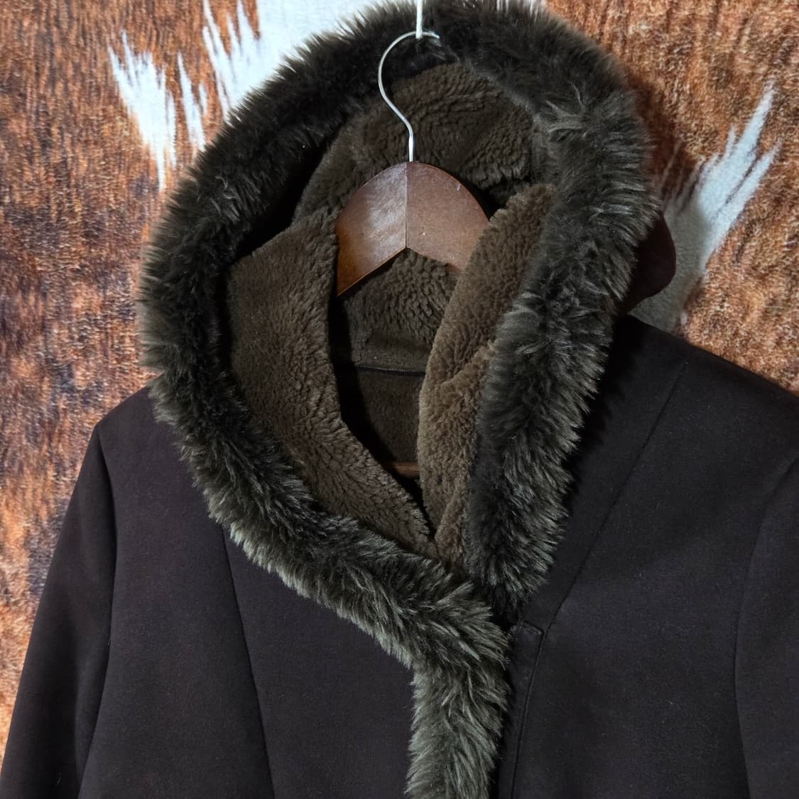 빈티지 브라운 후드 퍼 무스탕 코트 상품이미지2