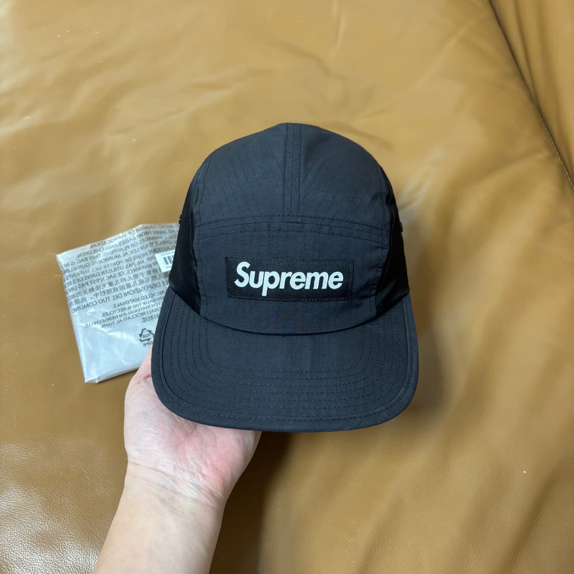 슈프림 캠프캡 모자 박스로고 왁스드 립스탑 블랙 상품이미지2