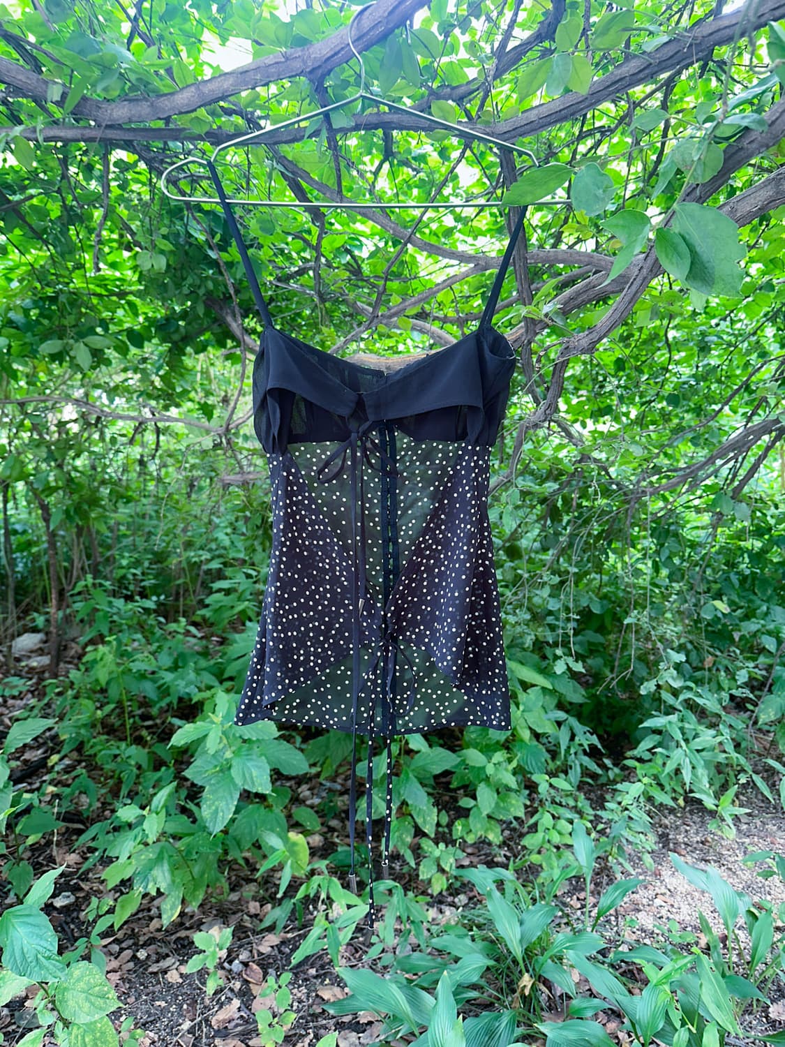 루즈슬립오버 도트 리본 슬리브리스 상품이미지2