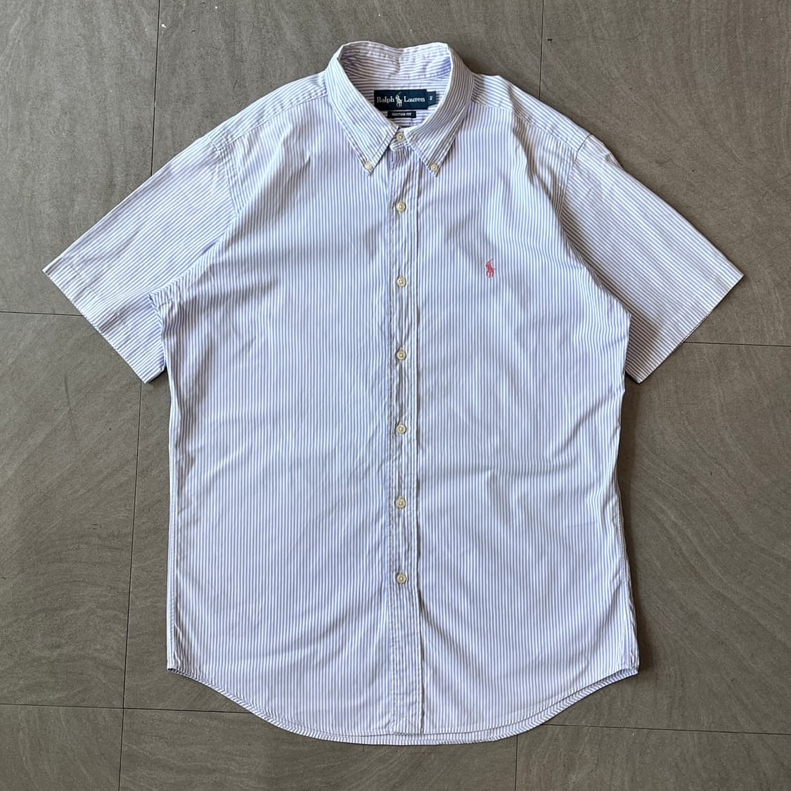 폴로 정품 라이트 퍼플 포플린 스트라이프 반팔 셔츠 상품이미지1