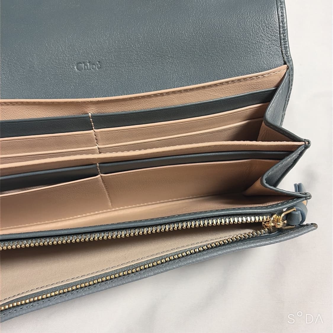끌로에 장지갑 블루 그레이 레더 상품이미지7
