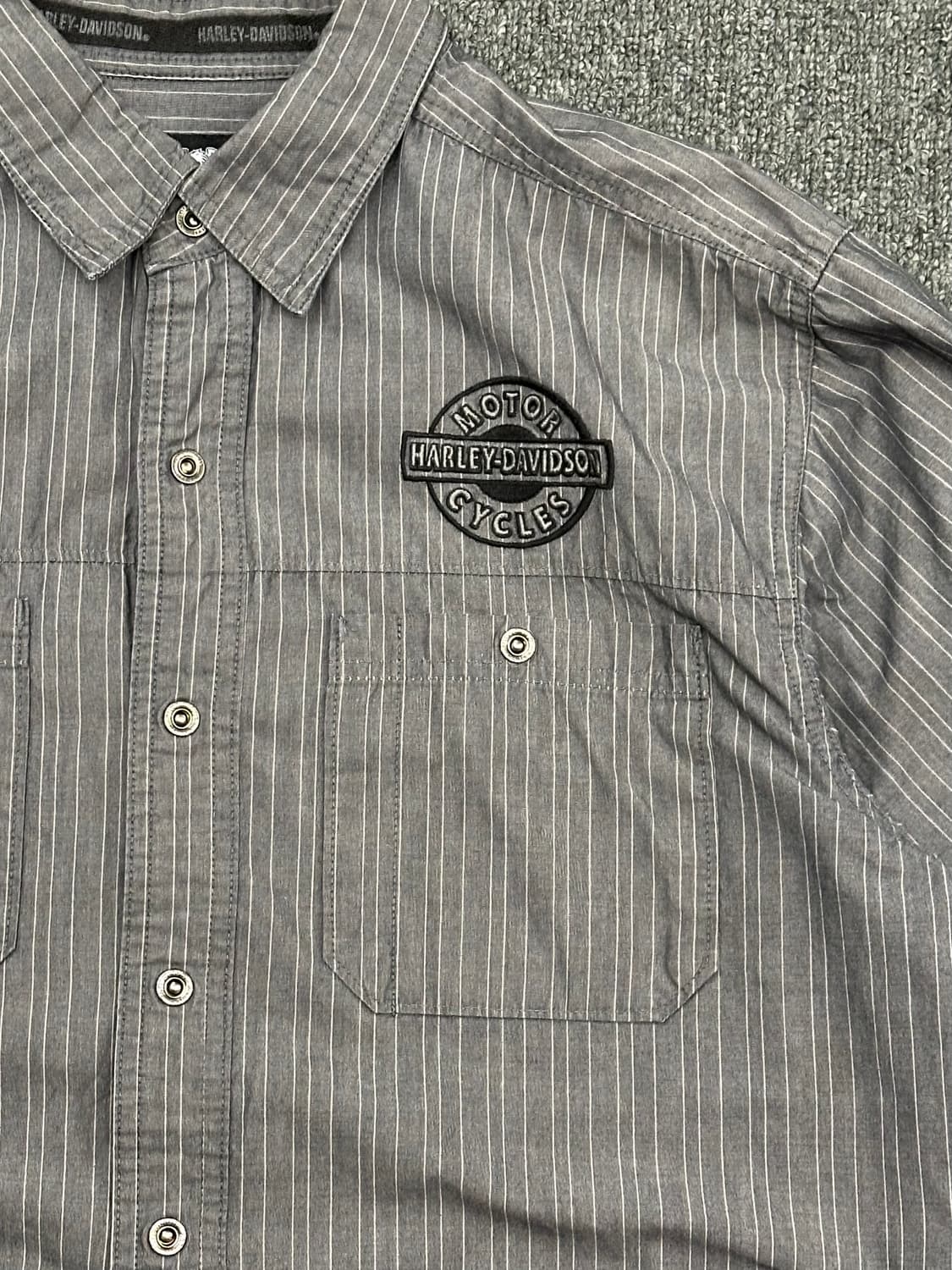 L)할리데이비슨 vintage 레일로드 스트라이프 긴팔셔츠 상품이미지3