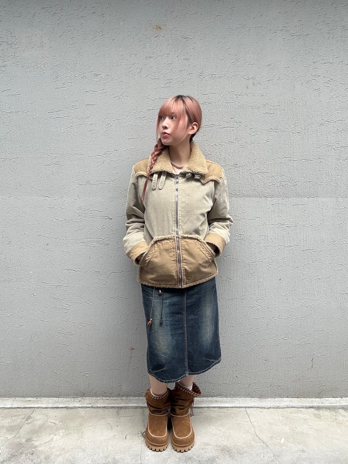 디젤 코듀로이 베이지 무스탕 상품이미지1