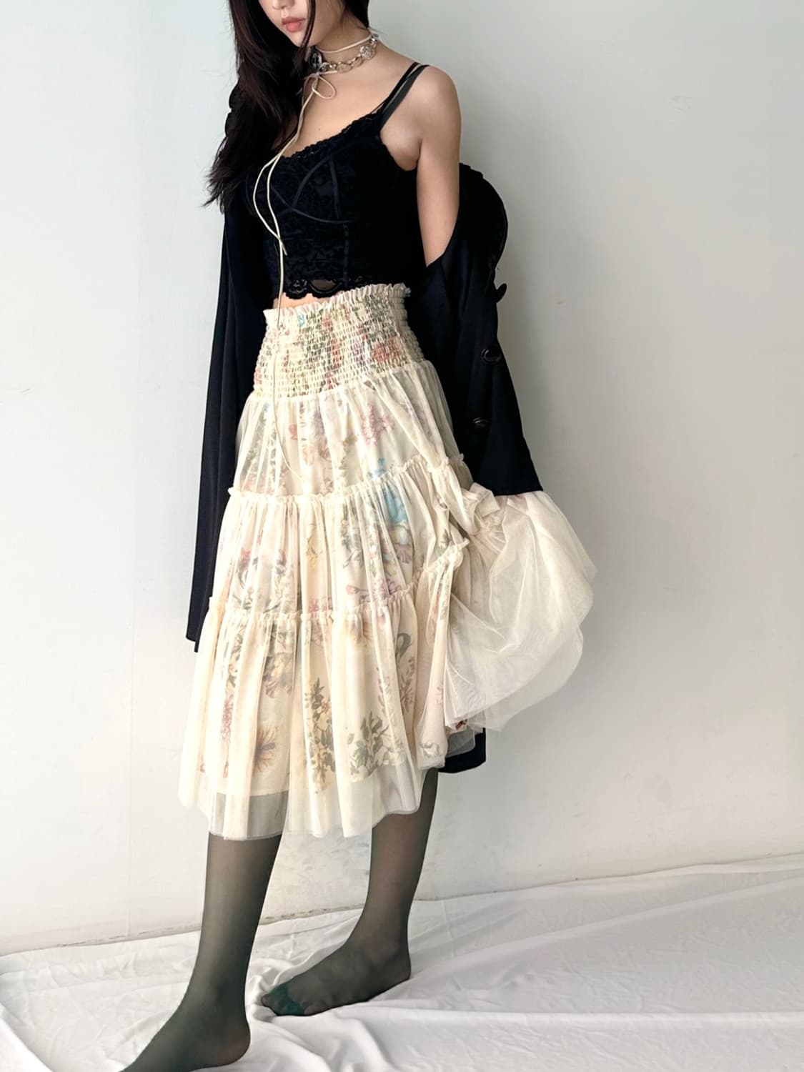 Lace camisole sleeveless / black 상품이미지4