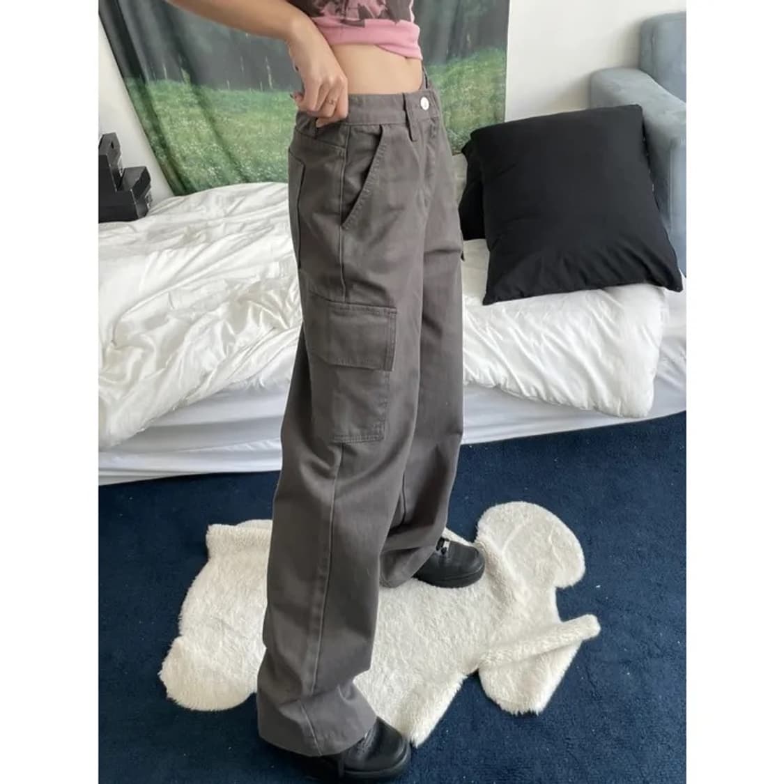 키미스 카키그레이 와이드 카고 팬츠 m 상품이미지4