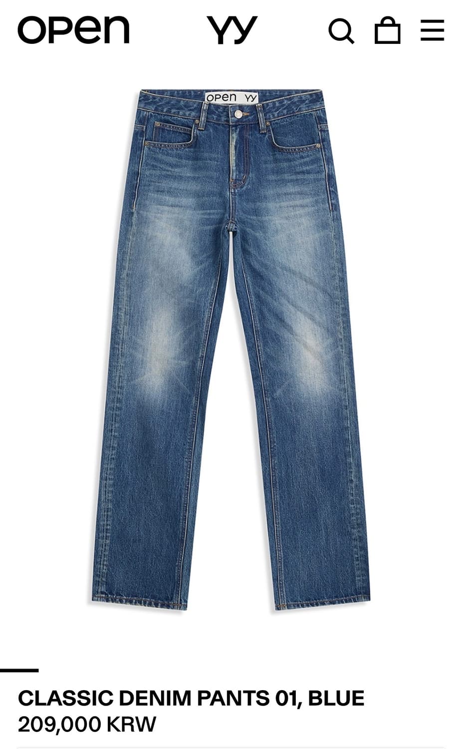 오픈와이와이 CLASSIC DENIM PANTS 01, BLUE M사이즈 상품이미지2