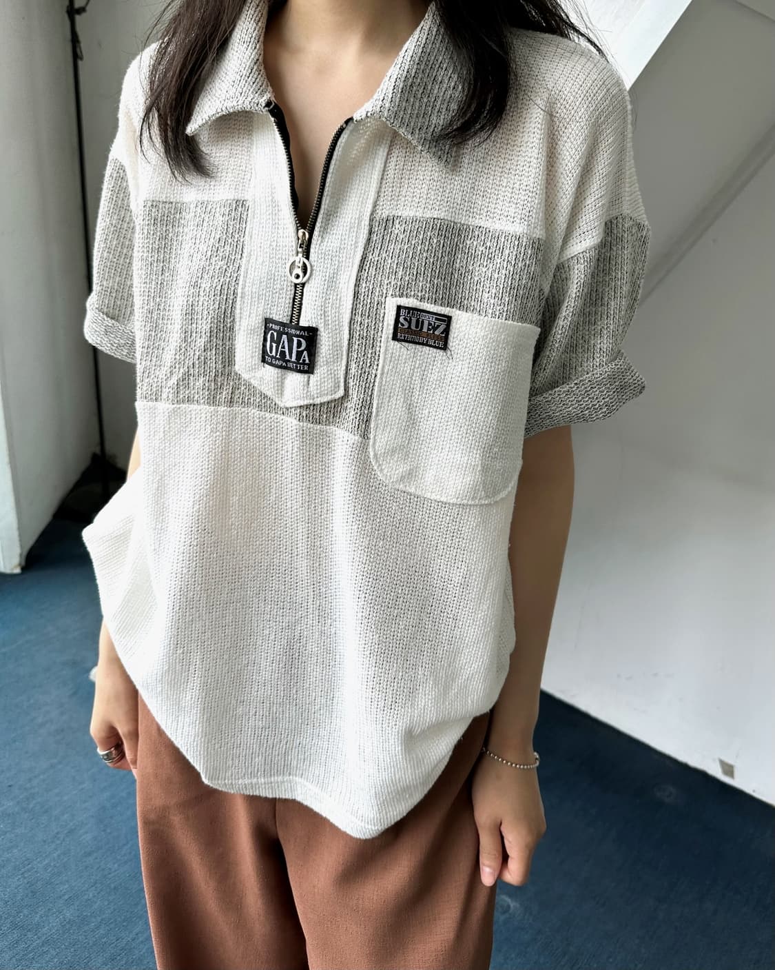 Loose gauge knit fabric polo tee 상품이미지7