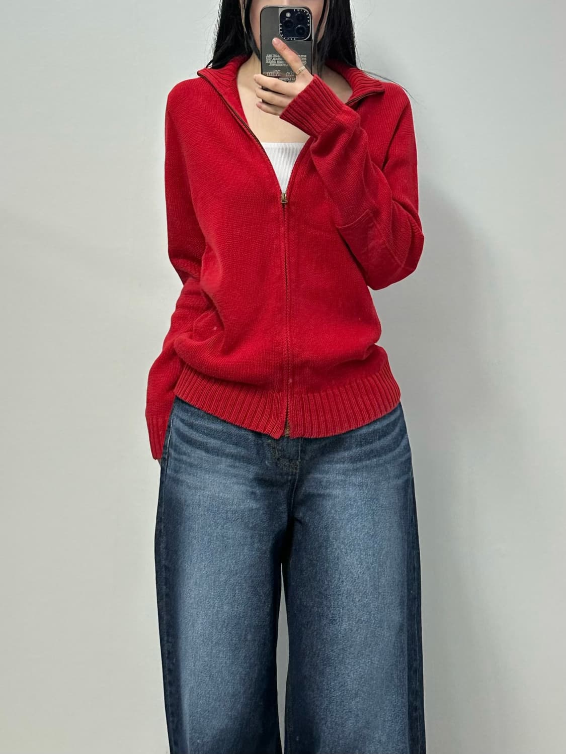 폴로 랄프로렌 암로고 레드 가디건 니트 집업 상품이미지1