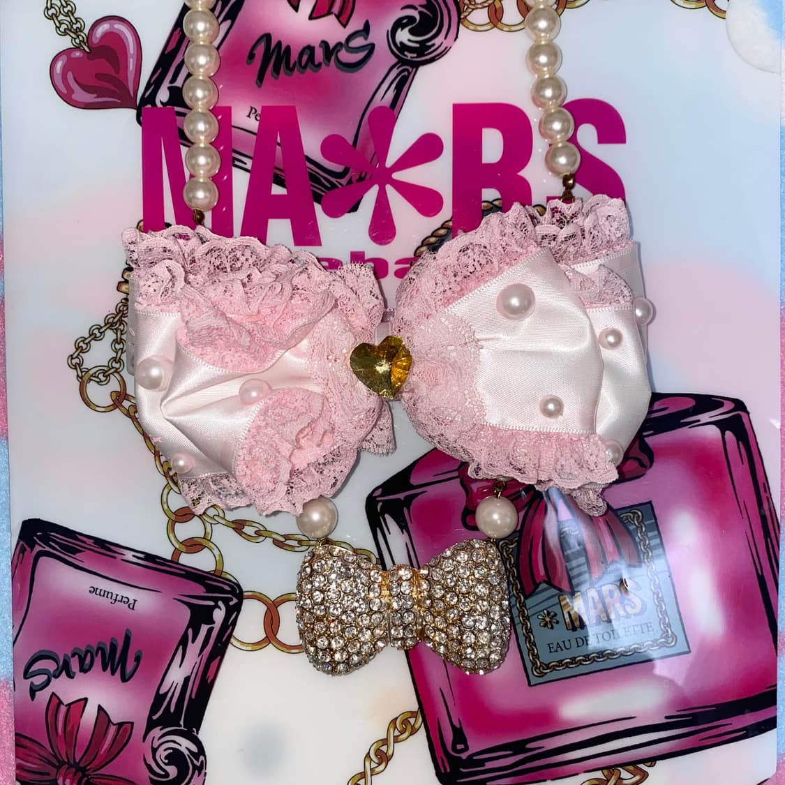 la pafait 라파페 개대장 히메갸루 리본 목걸이/빈티지 마즈 다이아 상품이미지1