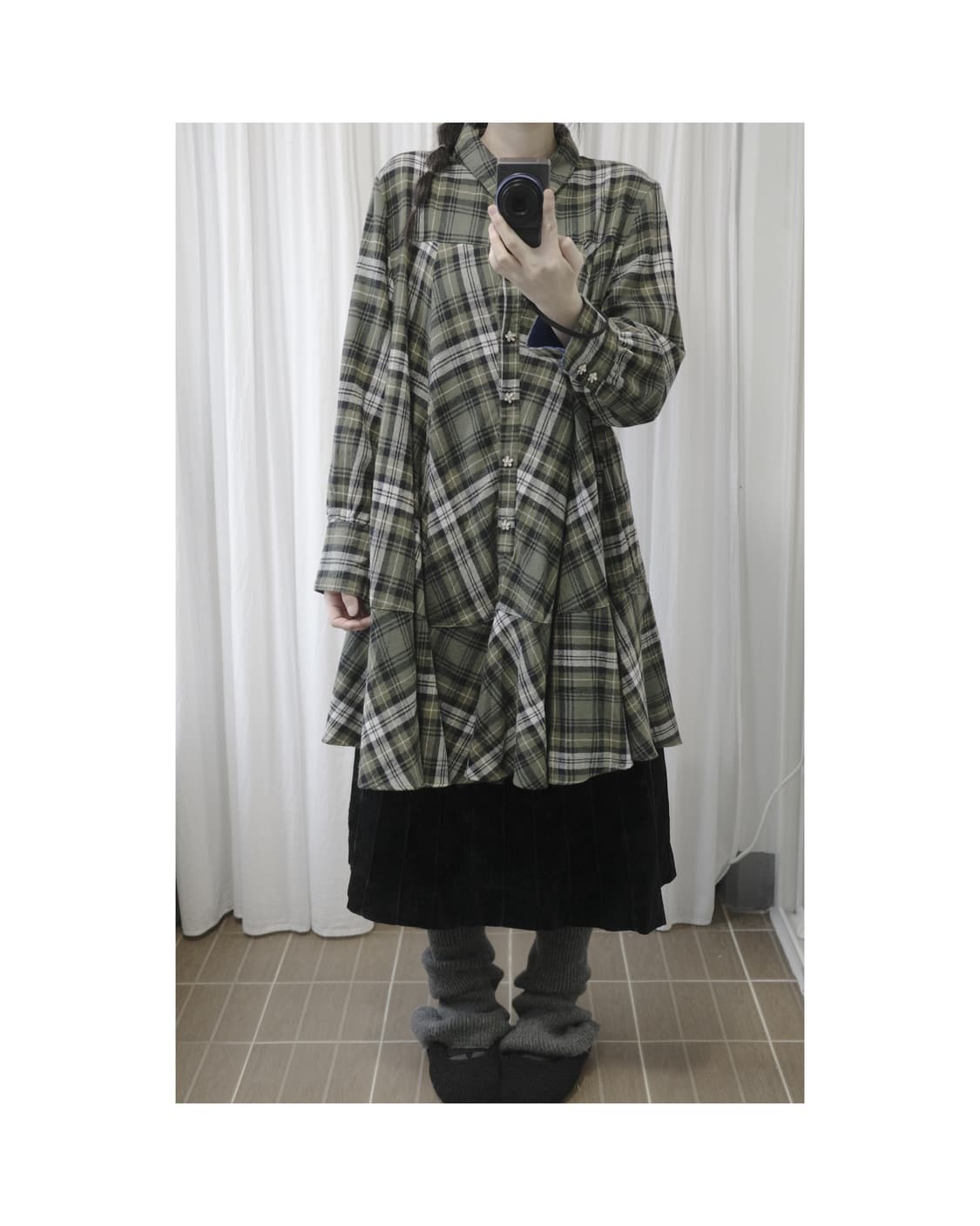 Check Frill One-piece 상품이미지2