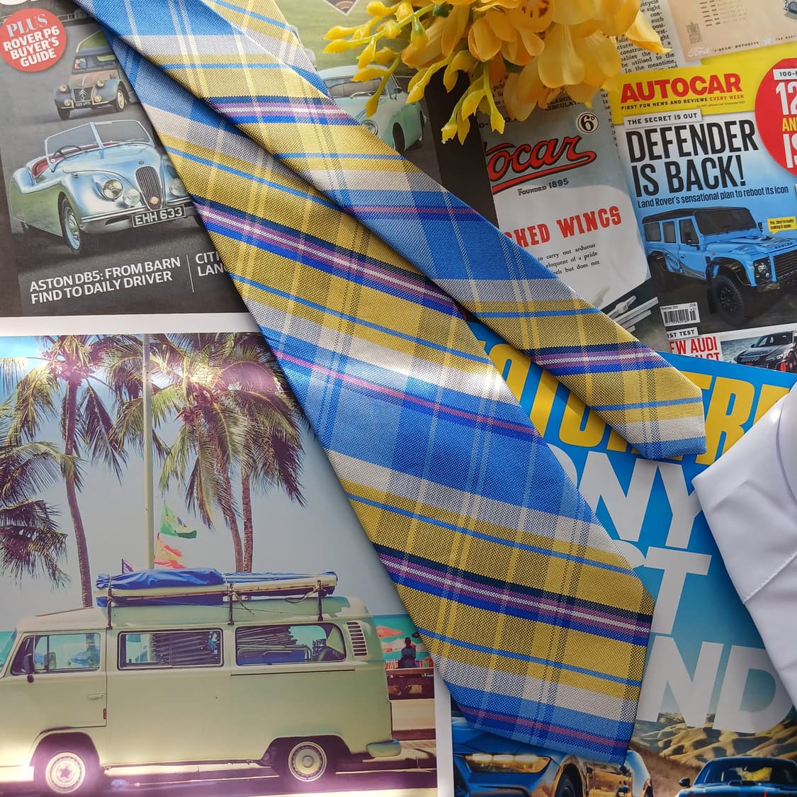 노티카 실크 블루&옐로우 체크 넥타이 8.5cm A+등급 A18481
 상품이미지2