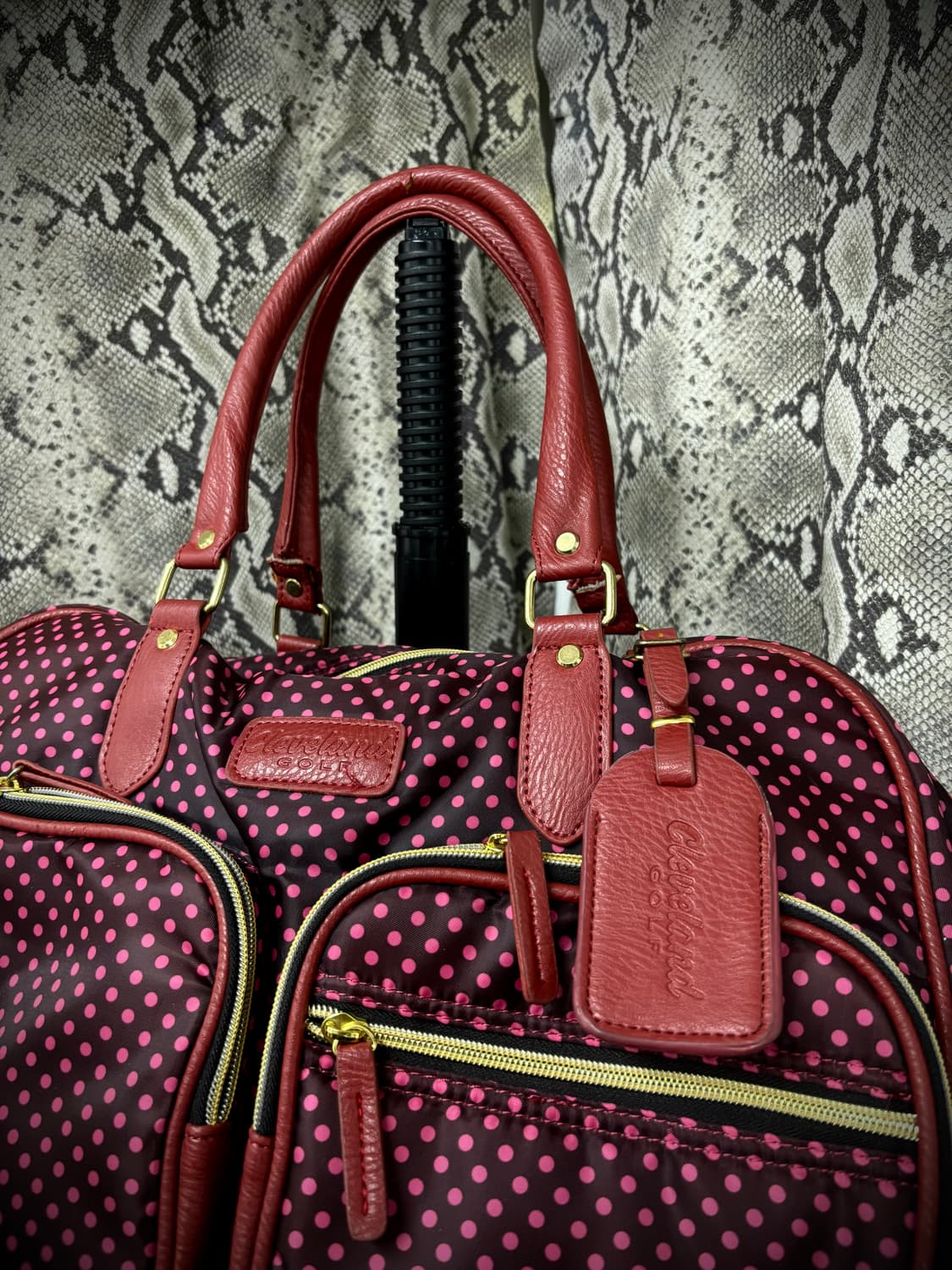 갸루 키치 핑크 도트패턴 유틸리티 오버백 상품이미지3