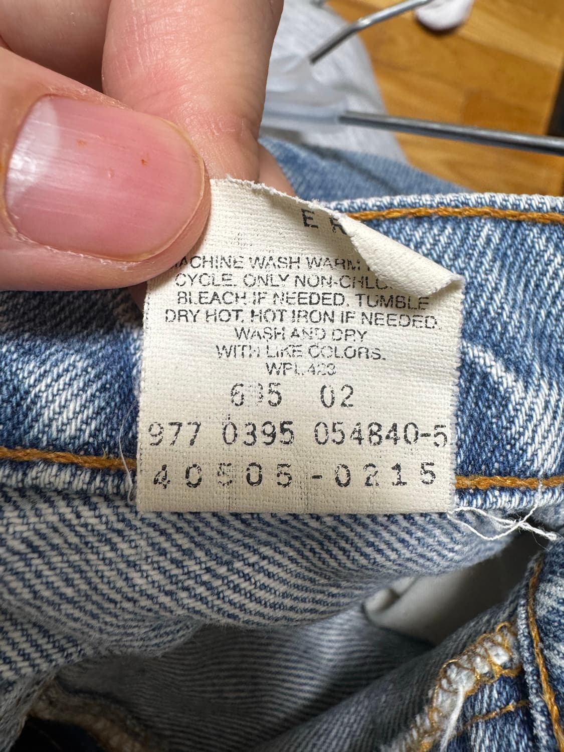 리바이스 오렌지텝 505 90‘s 34/34 청바지 데님 연청 상품이미지6