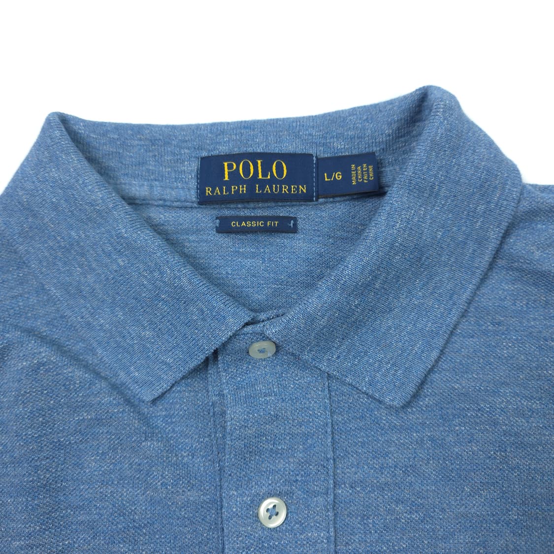 폴로 랄프로렌 클래식핏 코튼 반팔카라티 블루 (L) 상품이미지4