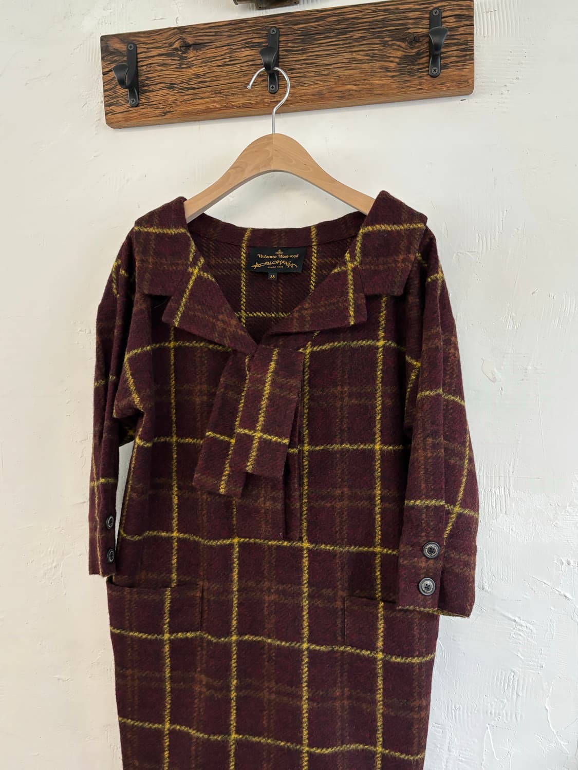 Vivienne Westwood 비비안웨스트우드 버건디 체크 울 원피스 상품이미지4