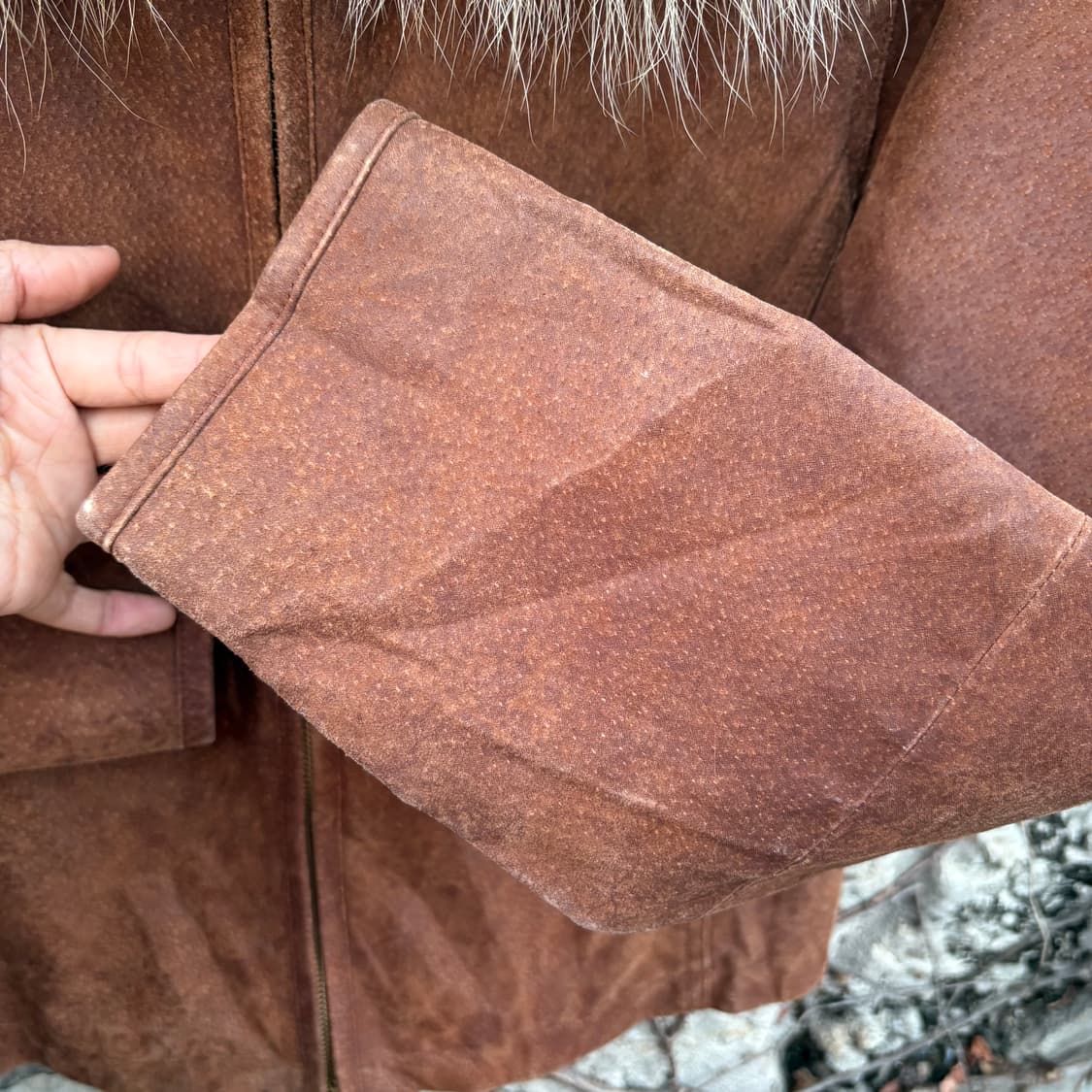 빈티지 너구리털 돈피 돼지가죽 스웨이드 모피 가죽 자켓 상품이미지7