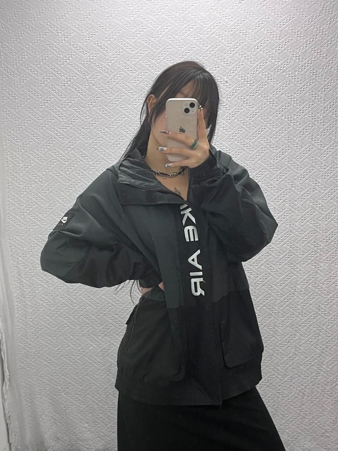 나이키 올드스쿨 빈티지 프론트 레터링 바람막이 자켓 L C07764 상품이미지1