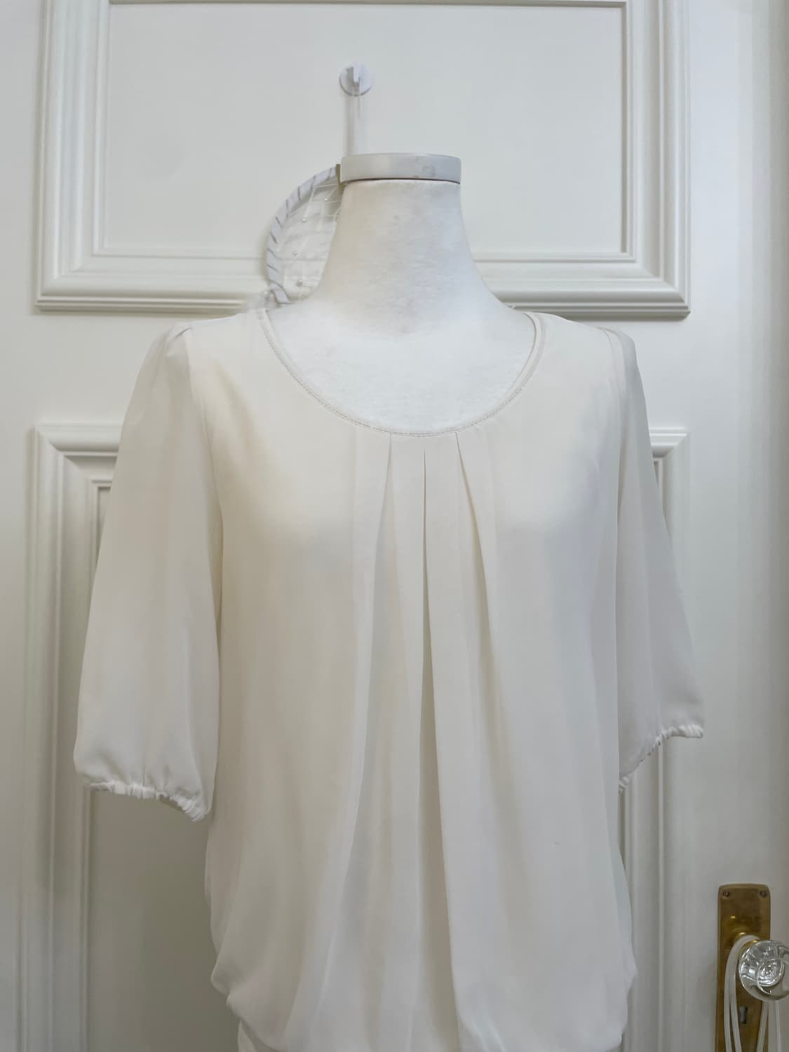 ivory pleats point puff pure blouse 상품이미지5
