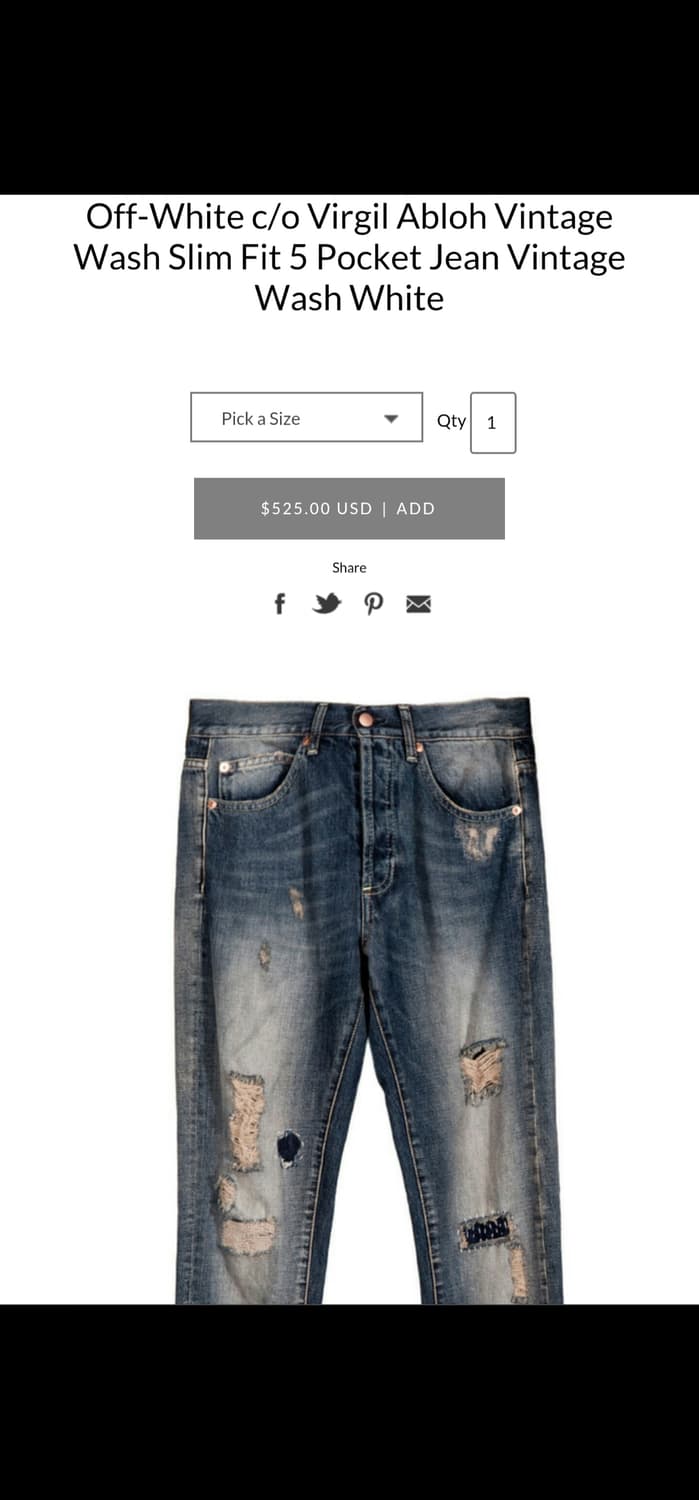 오프화이트 워싱 데님 팬츠 31 상품이미지10