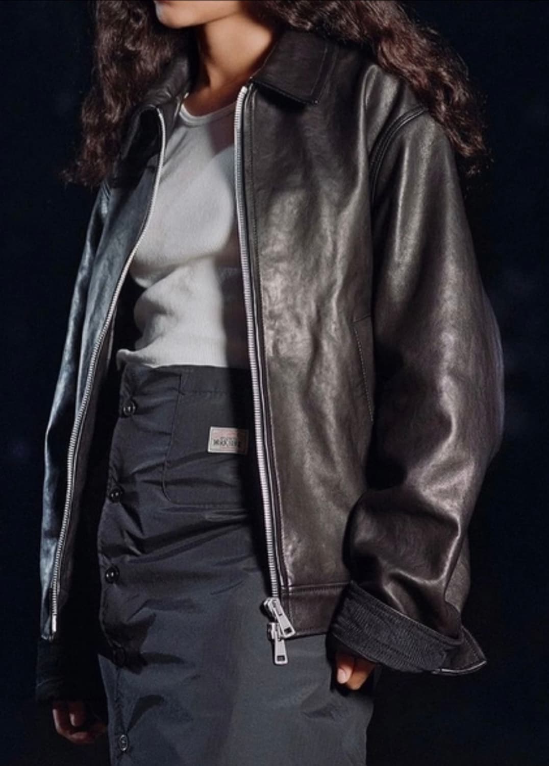 스투시 x 아워레가시 워크샵 블루종 자켓 레더 블랙 상품이미지6