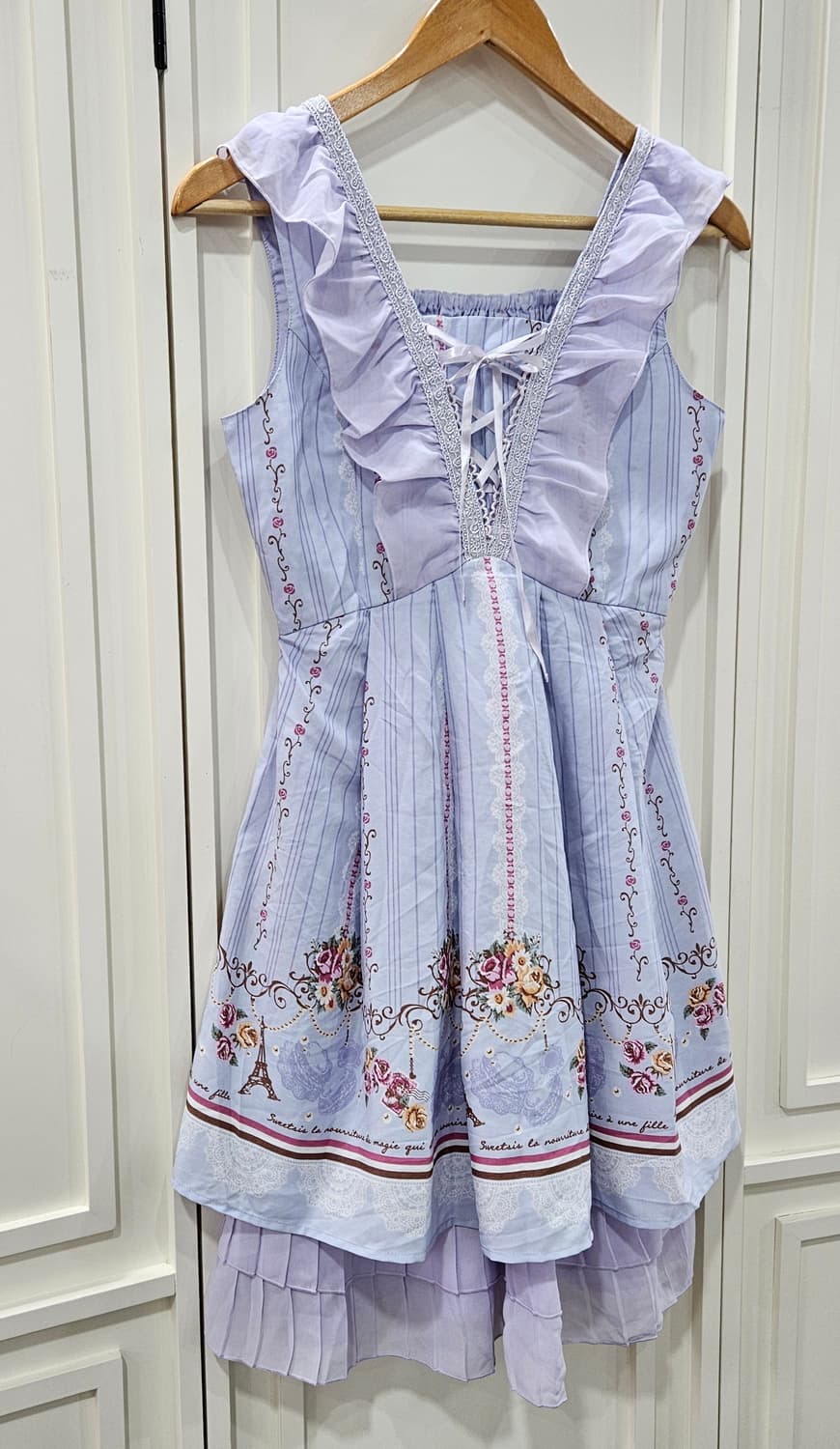 엑시즈팜 플라워 보더 코르셋 레이스업 원피스 상품이미지2