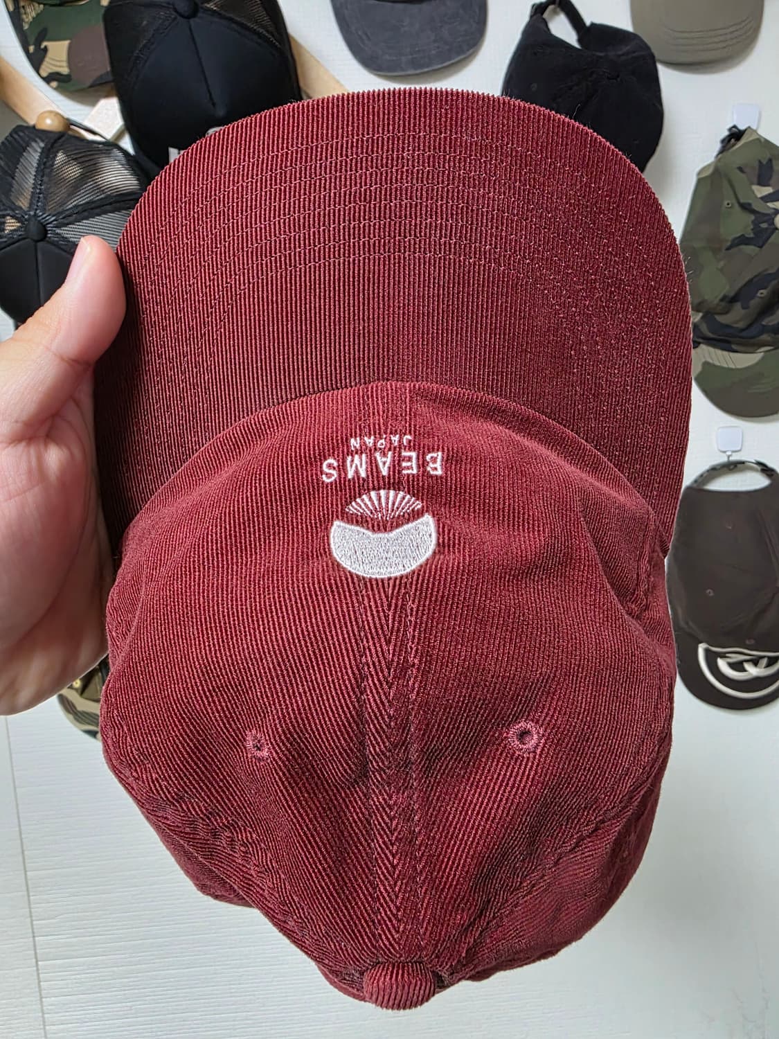 빔즈 재팬 코듀로이 패널캡 버건디 상품이미지2