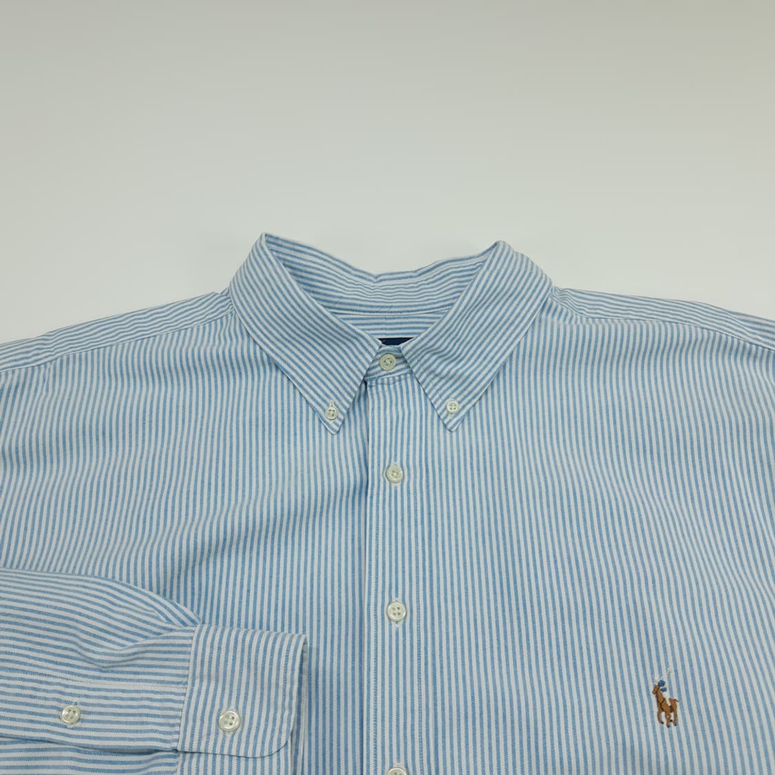 CN668 3XLT 폴로 랄프로렌 스카이블루 스트라이프 긴팔 셔츠 남방 상품이미지3