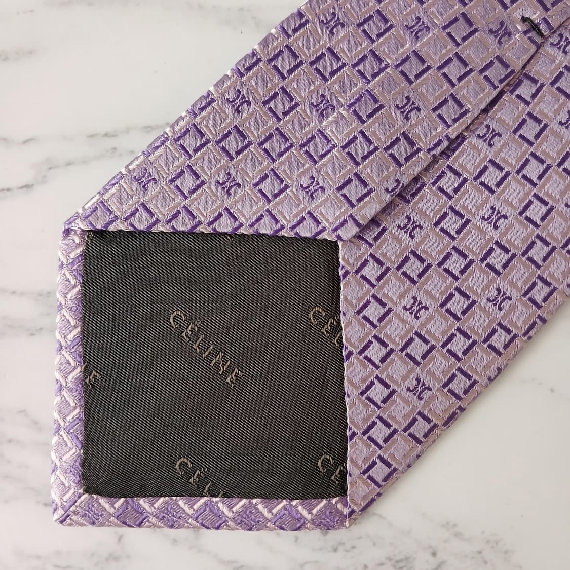 셀린느 실크 퍼플 로고 패턴 넥타이 8.4cm A등급 e880
 상품이미지5