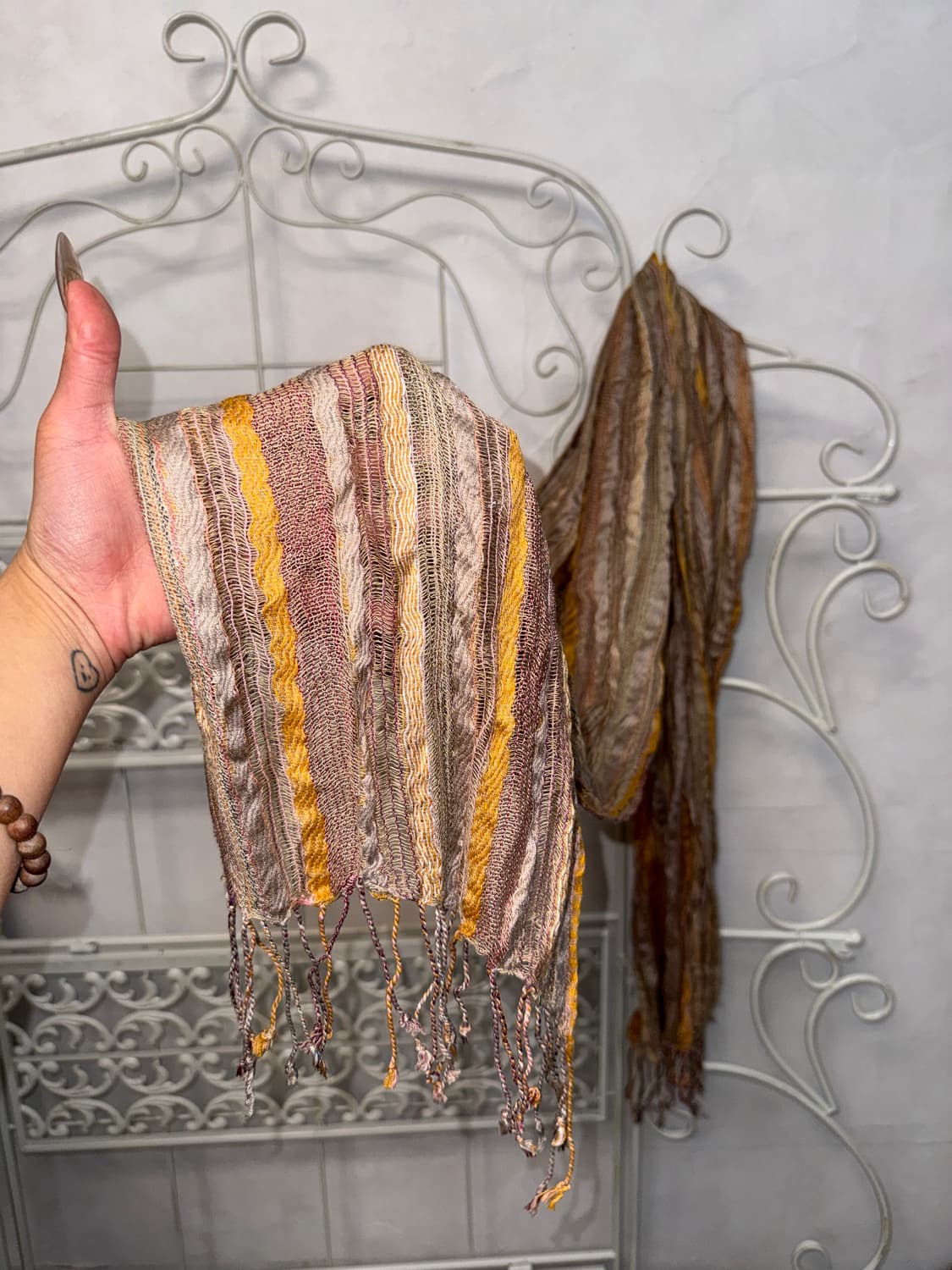 Mute pink brown silk scarf 상품이미지4