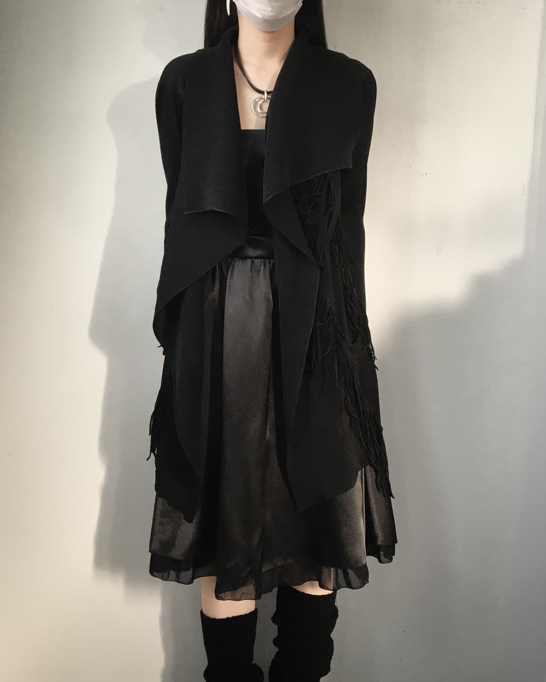 Fringe point pleats drape open cardigan 상품이미지5