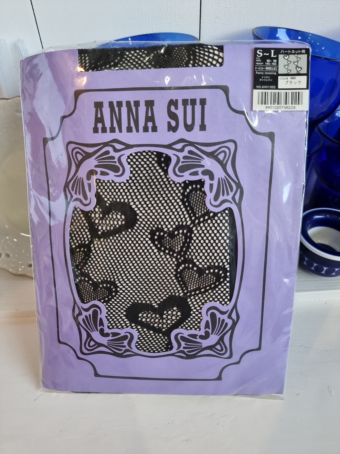 안나수이 하트 망사 스타킹 S~L 블랙 상품이미지1