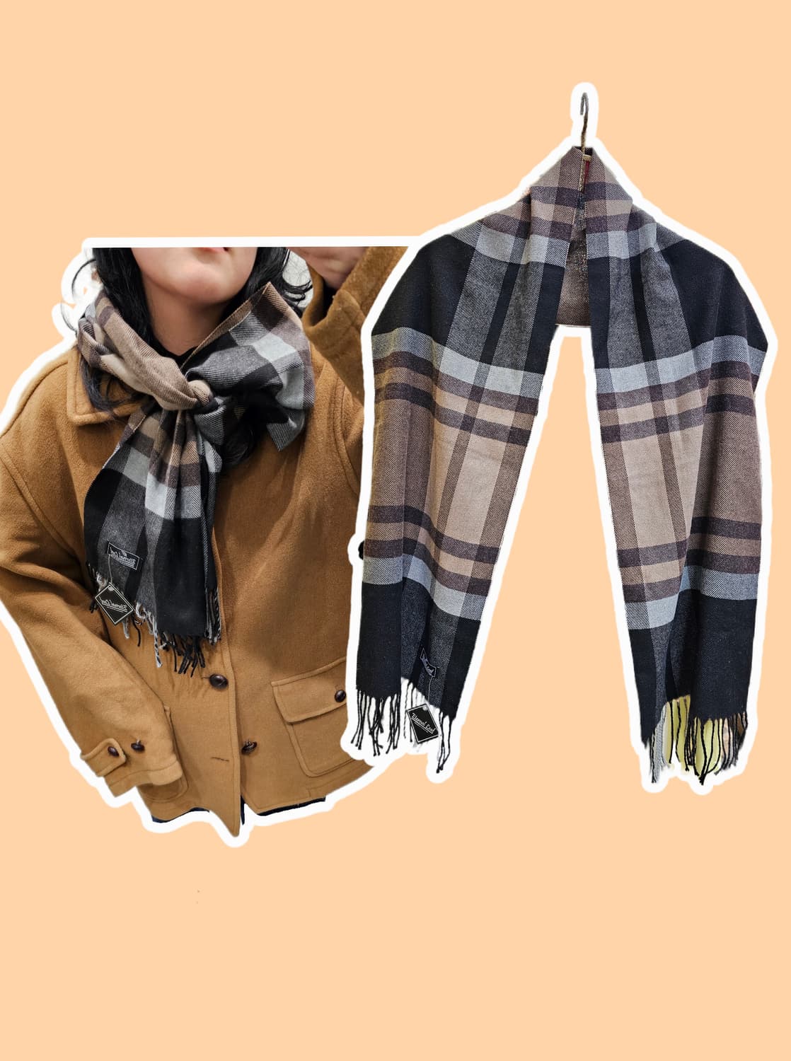 Eternal leaf 브라운 체크 머플러 상품이미지1
