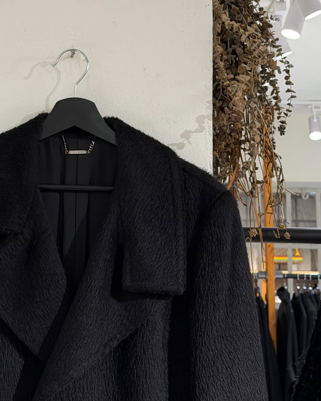 타임 포스트모던 블랙 베이비라마 울 롱 코트 상품이미지3