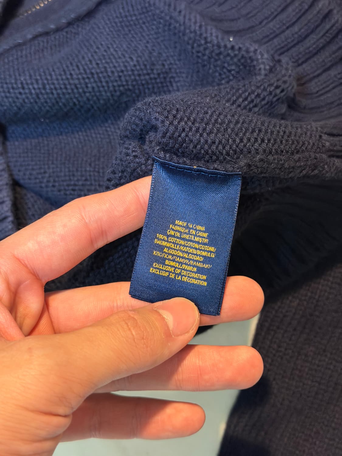 폴로 랄프로렌 빅포니 배색 니트 후드집업 네이비 상품이미지4