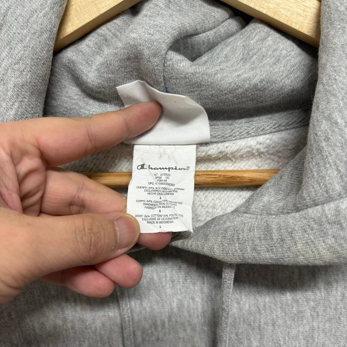 챔피온 리버스위브 그레이 후드티 상품이미지4