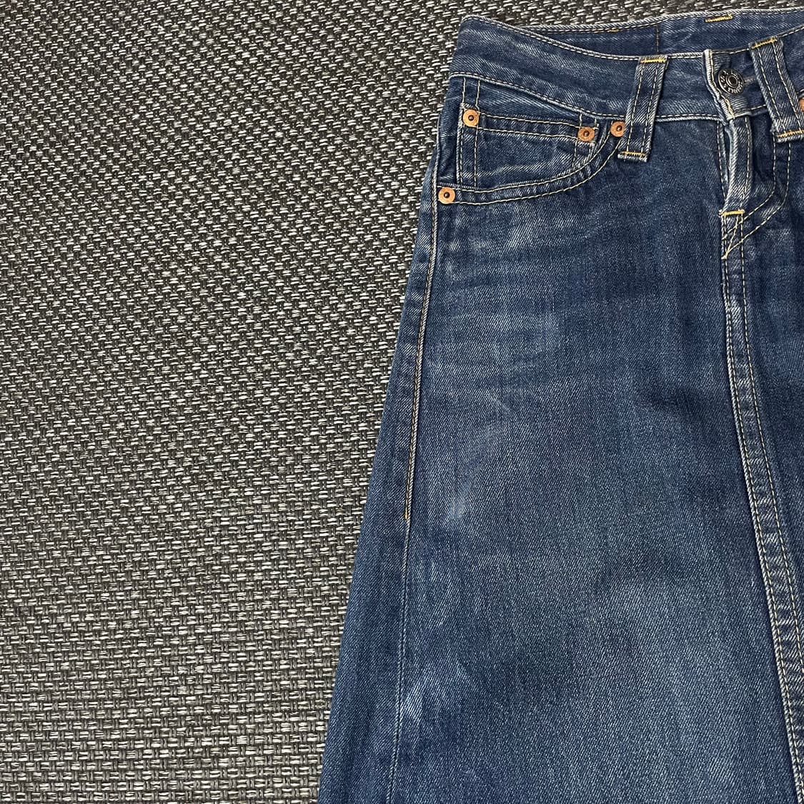 (28) 리바이스 957 진청 더블버튼 데님 스커트 상품이미지6